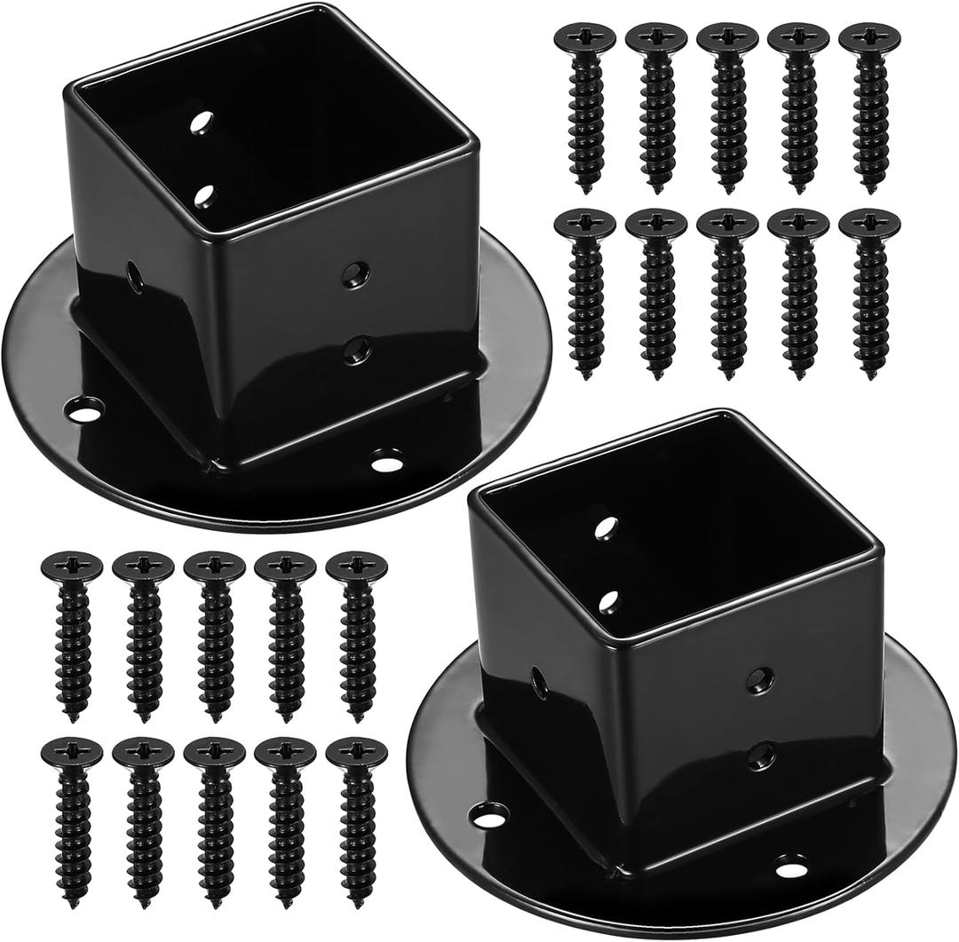 2pcs Floor Flange Post Base, 50x50 mm Post Anchor Heavy Duty, Fence Deck Railing Mailbox Post Flange Anchor Base Brackets for Deck Railing Mailbox