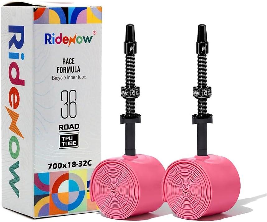 2 Pack Ridenow TPU Tubes 700x18-32C/32-47C with Metal Presta Valve, Removable Valve Core