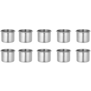 10 Regular Silver Drop-in Cup Holders for Poker and Card Tables- 2.3 in Tall x 3.18 in Wide, for Beer & Water Bottles, Cans (Small (Pack of 10))