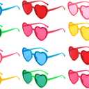 2 x 12 Pairs Sunglasses Adorable Heart Shaped Sunglasses for Women Colour Fun Trendy Transparent Glasses Bulk for St Patricks Day Mardi Gras Pool Party