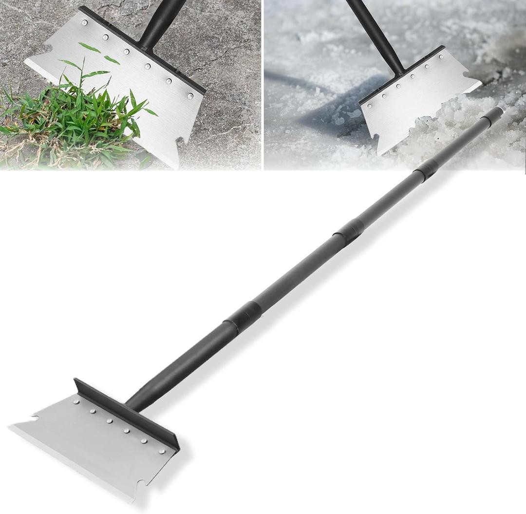 Garden Flat Shovel Scraper, Multifunctional Garden Cleaning Shovel with 59 Inch Long Handle, Heavy Duty Outdoor Floor Scraper for Weed Cleaning,Trenching,Edging and Removing Snow,Ice,Weeds,Dirty,Moss