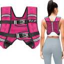 Weighted Vest 15lb Weights with Reflective Stripe, Weighted Vest for Men Women Strength Training Running Walking Jogging (Pink)