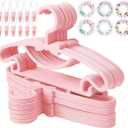 50 Pack Pink Baby Hangers Plastic Baby Clothes Hangers with Clips Non-Slip Ultra-Thin Kids Infant Coat Hanger for Newborn Toddler Clothes