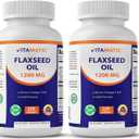 Vitamatic 2 Pack Flaxseed Oil 1200mg 120 from Cold Pressed Flax Seed - 675 mg of ALA Omega 3 Fatty Acids for Improving Heart Health, BB Date: 05/2027