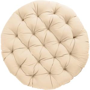 Sorra Home Tufted Papasan Cushion - Bucket & Moon Chair Comfy Round Cushion - Floor Pillow with Plush Foam for Indoor Furniture (Frame Not Included) - Ivory (44" x 44" x 4")