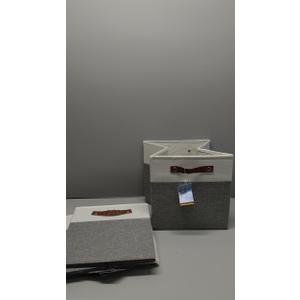 OrganiHaus 12x12 Fabric Storage Bins - Set of 4, Cube Fabric Organizer Bins with Vegan Handles, Kallax Storage Cubes, Cubbies Organizer Boxes, 12Inch Cubic Baskets for Shelves - Grey / White ((12x12) Leather Handles, Gray Base / Off-White)