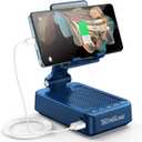 TechGlow Gifts for Men Women Foldable Cellphone Stand with Bluetooth Speaker and Charging Function 360 Rotatable Phone Stand Birthday Gift Idea for Mom Dad Cool Tech Gifts-Blue