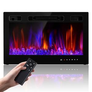 Electric Fireplace Insert 30" Realsmart 1500W Wall Mounted Fireplaces Recessed Heaters Remote Control Slim Black Fireplace Touch Screen Timer 12 Flame Colors LED Decor Low Noise Electric Fireplace Insert 30" Realsmart 1500W Wall Mounted Fireplaces Recessed Heaters Remote Control Slim Black Fireplace Touch Screen Timer 12 Flame Colors LED Decor Low Noise