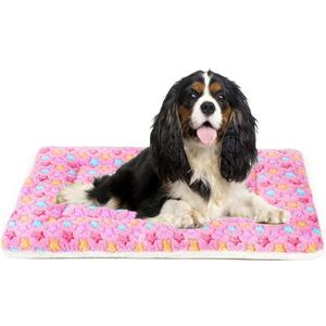 Mora Pets Dog Bed Crate Pad Ultra Soft Pet Bed with Cute Star Print Washable Crate Mat for Large Medium Small Dogs Reversible Fleece Dog Crate Kennel Mat Cat Bed Liner 29 x 21 inch Pink