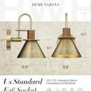 Industrial Wall Sconces Set of Two, HWH Indoor Wall Light Fixtures Barn Light, Single Wall Vanity Lamp for Bedroom Bedside Kitchen, Hammered Metal Shade, Antique Brass Finish, 5HZG74B-2L BG