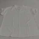 BATHRINS Women's Chiffon V Neck Sleeveless Blouse Tops Office Work Shirts White M