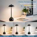 1 Pack Black Ceramic Rechargeable Table Lamps, 5000mAh Small Wireless Battery Operated Portable Table Light, Dimming Mini LED Touch Battery Powered Desk Top Lamp for Bedroom Restaurant/Patio/Outdoor