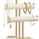 3 Tier Bracelet Holder Display - Detachable T Bar Beige Velvet Bracelet Holder, Jewelry Holder Organizer for Bracelet, Necklace, Watches, Rings