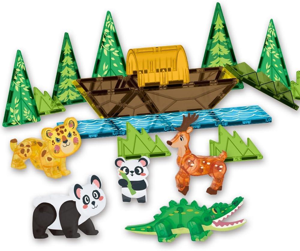 Magnetic Tiles Set Rare Animals Theme Toys, Magnet Tiles Building Blocks Toys for Kids Ages 3+ (Yellow)