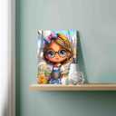 DIY Paint by Numbers for Adults Little Girl with Bright Eyes Painting Acrylic Paint Oil Painting African American Girl Painting Kits Eiffel Tower Canvas Art Bedroom Decor 16x20 Inch（Without Frame）