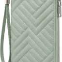 GOIACII Womens Wallet RFID Blocking Leather Large Capacity Long Purse Card Clutch Wristlet (Green)