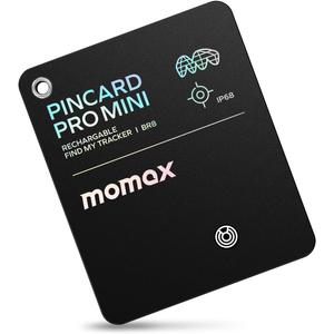 Momax Wallet Tracker Smart Finder - Rechargeable Slim Bluetooth Key Tracking Card with 1-Year Battery, Apple Find My (iOS Only), Item Locator for Luggage Tag, Suitcase, Passport, Backpacks, Mini Size (Small, Black)