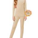 Arshiner Girls Thermal Underwear Set Long Johns Cold Weather Kids Base Layer Top Bottom Warm Winter Khaki 10-11 Years