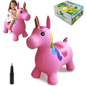 HotMax Unicorn Bouncy Horse Toys for 2 Year Old Girl, Toddlers Bouncing Animals, Ride on Rubber Jumping Toys for Baby Girl or Boy 1st Birthday Gift for 2 3 4 Year Old (Pink Unicorn)