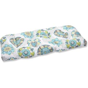 Pillow Perfect Floral Indoor/Outdoor Sofa Setee Swing Cushion, Tufted, Weather, and Fade Resistant, 19" x 44", Blue/Green Allodala, 1 Count