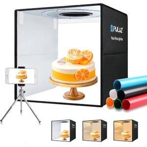 Portable Photo Studio Light Box, 16"x16"x16" Photo Studio Light Box Photography, 3-Color Dimmable Folding Shooting Tent with 160 LEDs (CRI>90) & 6 PVC Backdrops for Toys/Jewelry/Watches/Cosmetics