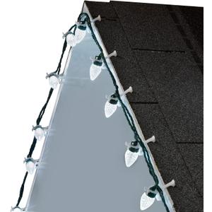 C9 LED Christmas Lights Outdoor, 68 Ft 100 LED C9 String Lights with 100 All in One Clips, Connectable Waterproof Christmas Tree Lights for Outside Roofline Backyard Garden Decor, Pure White 2 Pack
