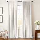 INOVADAY 100% Blackout Curtains 90 Inches Length 2 Panels Set, Back Tab/Rod Pocket Linen Black Out Curtains for Bedroom, Thermal Insulated Window Drapes - Beige, W50 X L90