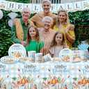 Hello Fall Decorations Tableware, 142 Pcs Blue Plaid Fall Pumpkin Decorations includes Pumpkin Plates and Napkins, Hello Fall Plates and Napkins for Harvest Blue Thanksgiving Decorations