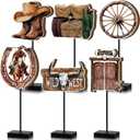 Amyhill 6 Pcs Western Party Decorations Cowboy Party Theme Wooden Standing Table Centerpiece Western Country 3D Wild West Cowboy Tabletop Decor