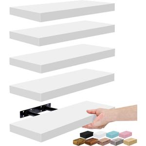 Sorbus 16 Inch Floating Shelves for Wall (5 Pack, White)