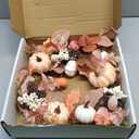 Artificial Wreaths for Front Door, Burnt Orange Fall Wreath with Pumpkin and Leaves Silk Fall Flowers Arrangements for Thanksgiving Farmhouse Table Centerpieces Decorations