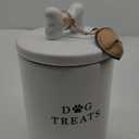 Barnyard Designs Large Dog Treat Container Airtight with Lid, Cute Rustic Ceramic Dog Treat Storage Jar for Kitchen Counter (White)