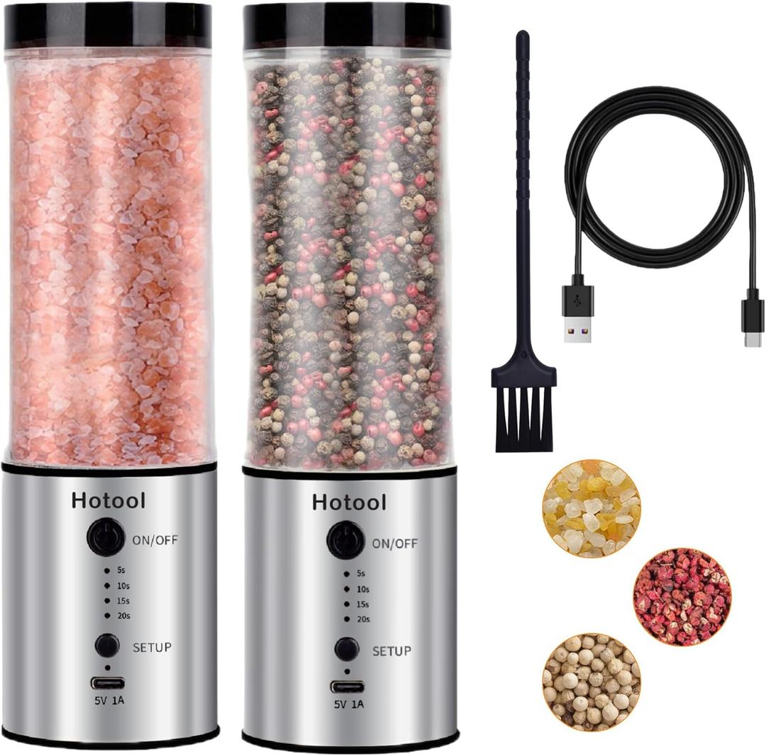 Larger Capacity Electric Salt and Pepper Grinder Set, Rechargeable Salt and Pepper Shakers Set, Kitchen Gadgets Salt and Pepper Mill,Perfect Mothers Day Gifts