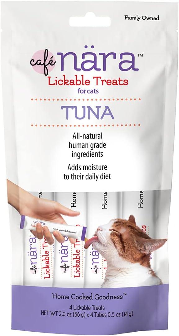 Caf Nara Tuna Flavored Lickable Treats for Cats (Pack of 4-14g Tubes, 56 g/2 oz) (EXP 02/01/27)