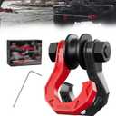 D Ring Separate Shackle with Snatch Block, 3/4" Easy Open Shackles w/Snatch Block Pulley, Heavy Duty Shackle for Towing Winch, Pulley for Off-Road Vehicle Recovery, Truck, ATV, UTV, Black Red