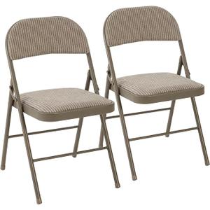 DUMOS Padded Folding Chairs 2 Pack, Dining Patio Chairs, Outdoor Home
Fabric Padded Cushion Back, Portable Stackable, Wedding Party, Patio Garden, Black Grey