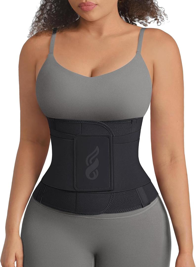 FeelinGirl Waist Trainer Belt for Women Waist Cincher Waist Trimmer Corset Adjustable Hook Loop Tummy Control Slimming (XX-Large, Black)