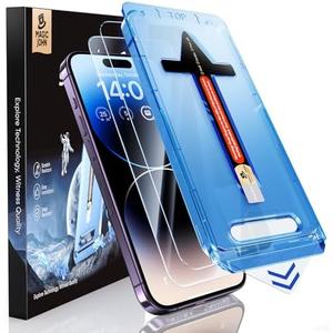 MAGIC JOHN 1 Pack for iPhone 14 Pro 6.1 inch Tempered Glass Screen Protector, Auto Dust-Elimination Installation, Bubble Free, Dynamic Island Compatible, HD Clear, Easy Installation
