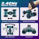 Tecnock Remote Control Car for Boys Girls, 2.4GHz 4WD Gesture Sensing RC Stunt Car Toys - 360 Rotating Double Sided Hand Controlled RC Cars with LED Lights, Gifts for Kids Ages 6-8, 8-12