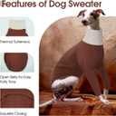 DENTRUN Italian Greyhounds Clothes Dog Cozy Sweater, Fluffy Fleece Jumper Soft Pyjamas for Greyhound-shapped Whippet-Like Dogs, Turtleneck Warm Dog Lightweight Sweatshirt for Cold Weather, Brown, XXS