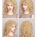 ColorGround Medium Long Curly Blonde 80S Rocker Wig for Women