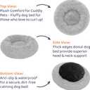 Donut Dog Bed - Premium Comfort for Anxiety Relief - Fluffy & Calming Design with Ultra-Plush Support | Cozy Round Dog Bed with Super Soft Circle Style (Grey, Large)