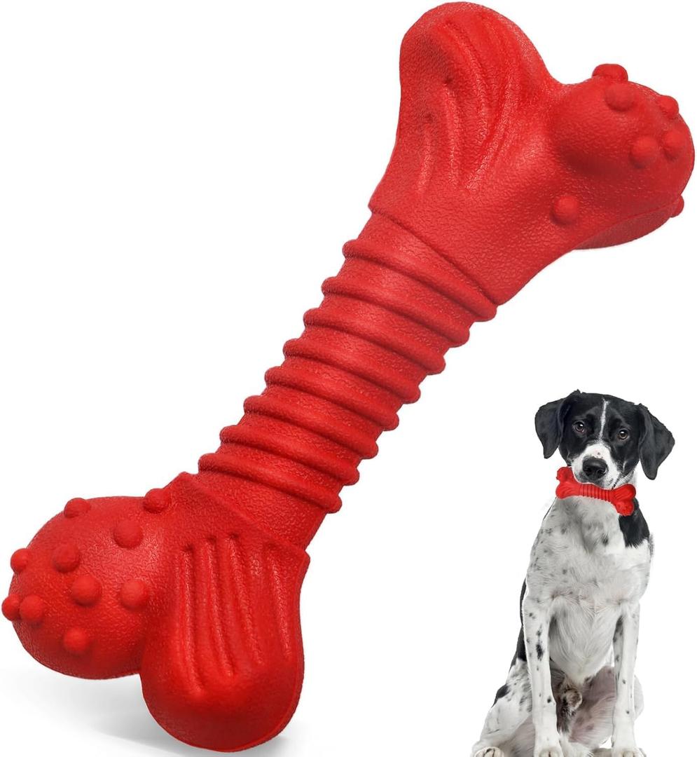 Dog Toys for Aggressive Chewers, Dog Toys for Medium Large Dogs, Natural Rubber Dog Chew Toys with Beef Flavor, Indestructible Chew Toys for Aggressive Chewers (Red)
