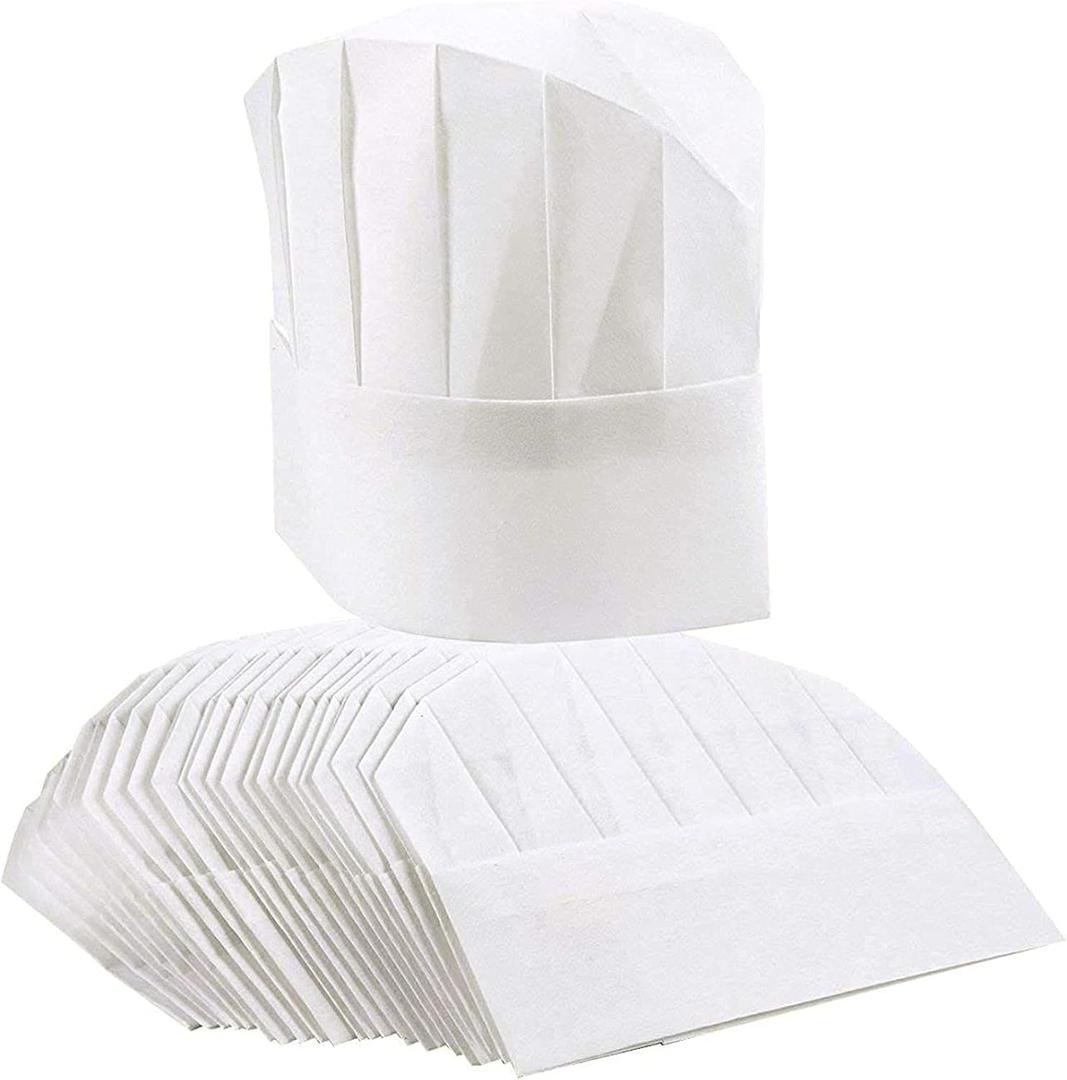 Juvale Chef Hats for Kids & Adults - Large Adjustable Disposable Paper Chef Hats for Cooking, Baking, Pizza Party, Hibachi Party Decorations (White)