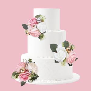 Wedding Cake Toppers Decorations - 23 Pcs Faux Flowers Cake Decorations, Cakes Decor Floral for Engagement Wedding Anniversary Birthday Bridal Baby Shower Party Supplies