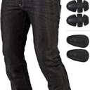 Juicy Trendz Motorcycle Jeans for Men- Motorbike Pants with Protective Knee Hip Armor, Riding Gear for Riders, Black (34W x 32L)