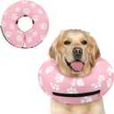 Supet Inflatable Dog Cone Collar Alternative After Surgery, Dog Neck Donut Collar Recovery E Collar, Soft Pet Cone for Small Medium Large Dogs (T Paw Pink), Size: L(Neck 12"-16")