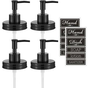Regular Mouth Plastic Mason Jar Soap Dispenser Pumps and Lids- Rust-Proof Mason Jar Accessories Rustic Farmhouse Kitchen Counter Top Bathroom Decor and Organization - 4 Pack