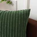 Kevin Textile Pack of 2 Corduroy Soft Soild Spring Decorative Square Throw Pillow Covers Set Cushion Cases Pillowcases for Sofa Bedroom Car 20 x 20 Inch 50 x 50 Cm Moss Green