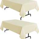sancua 2 Pack Beige Tablecloth 60 x 84 Inch, Rectangle 4 Feet Table Cloth - Stain and Wrinkle Resistant Washable Polyester Table Cover for Dining Tables, Buffet Parties and Camping